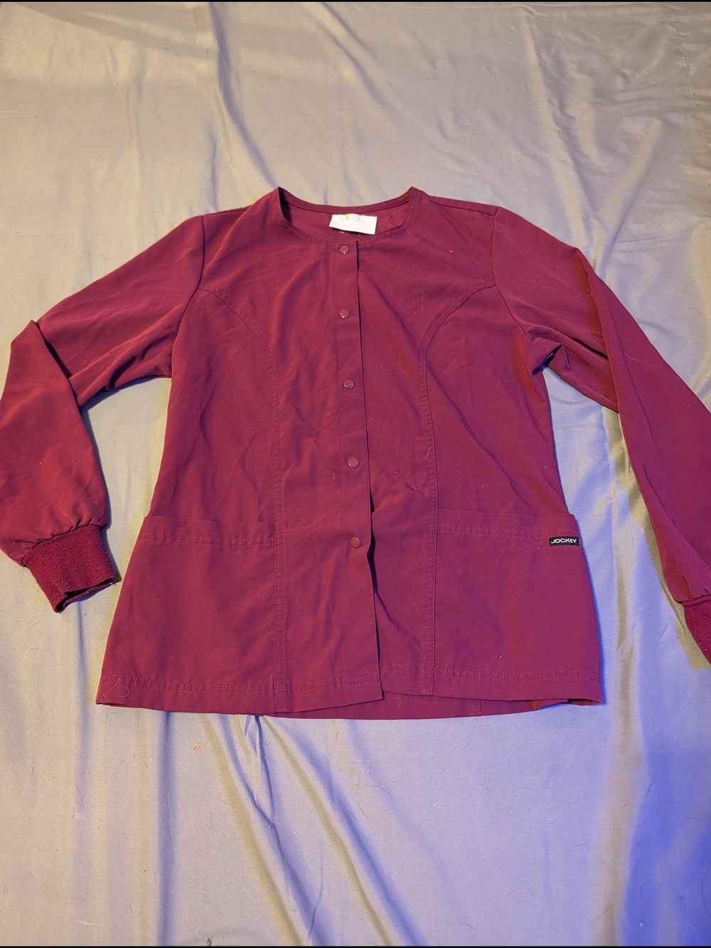 Jockey Women's Long Sleeve Button Front Top - Burgundy